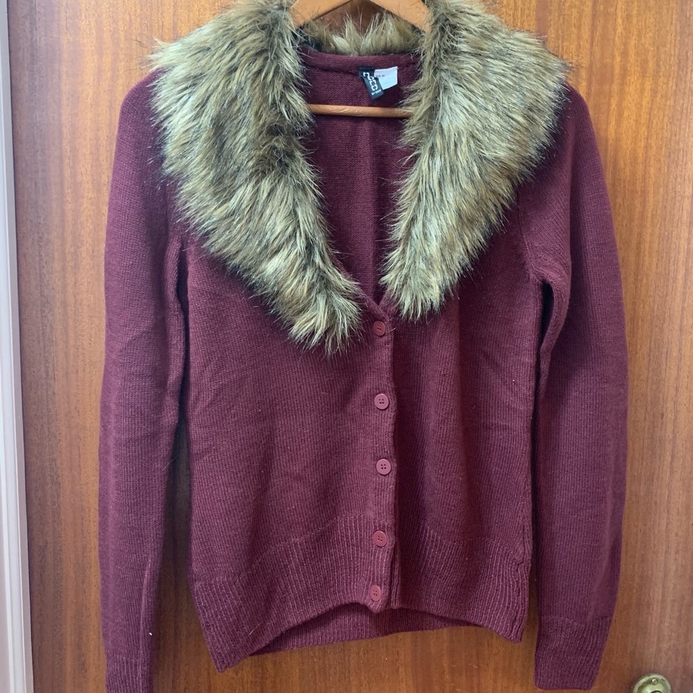 H&M Detachable Faux Fur Cardigan